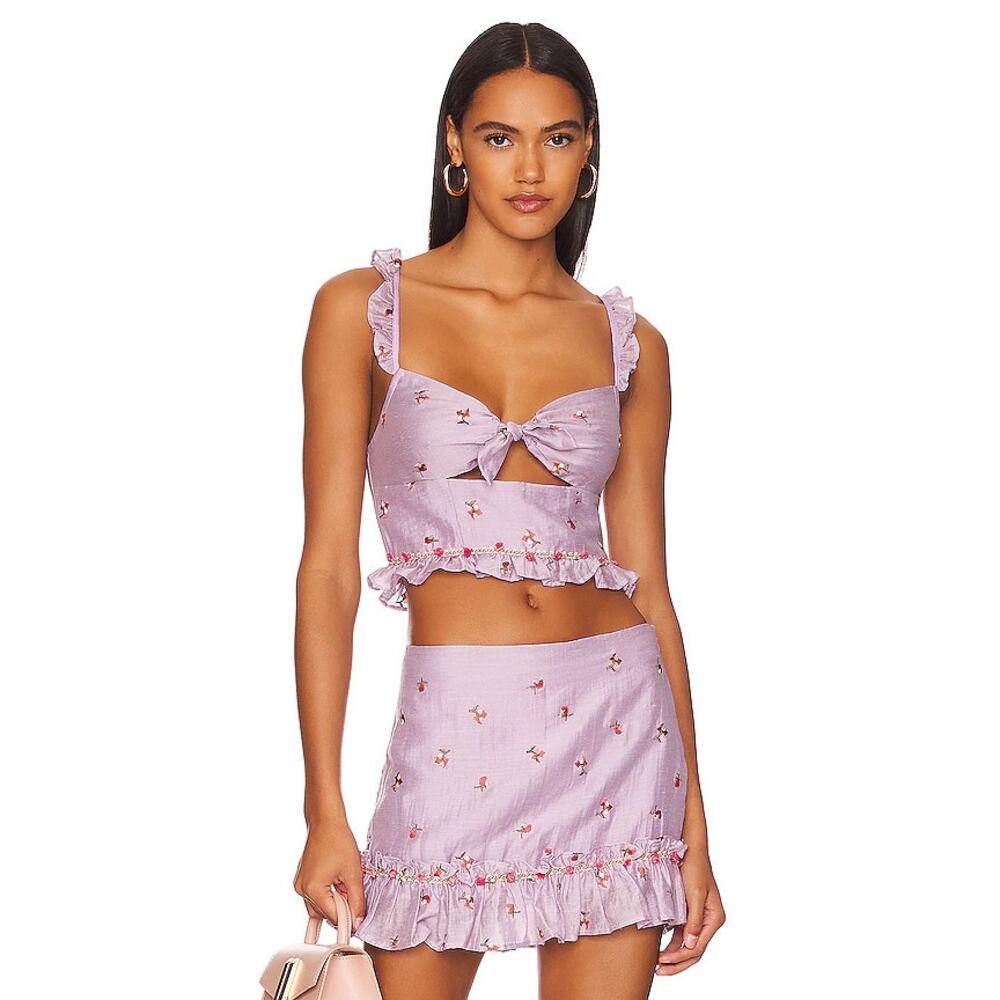 MAJORELLE Danielle Crop Top and Skirt Set Powder Purple Small S
